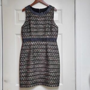 NBW Trina Turk Black/Brown/Cream Tweed Sleeveless Sheath Dress, 14